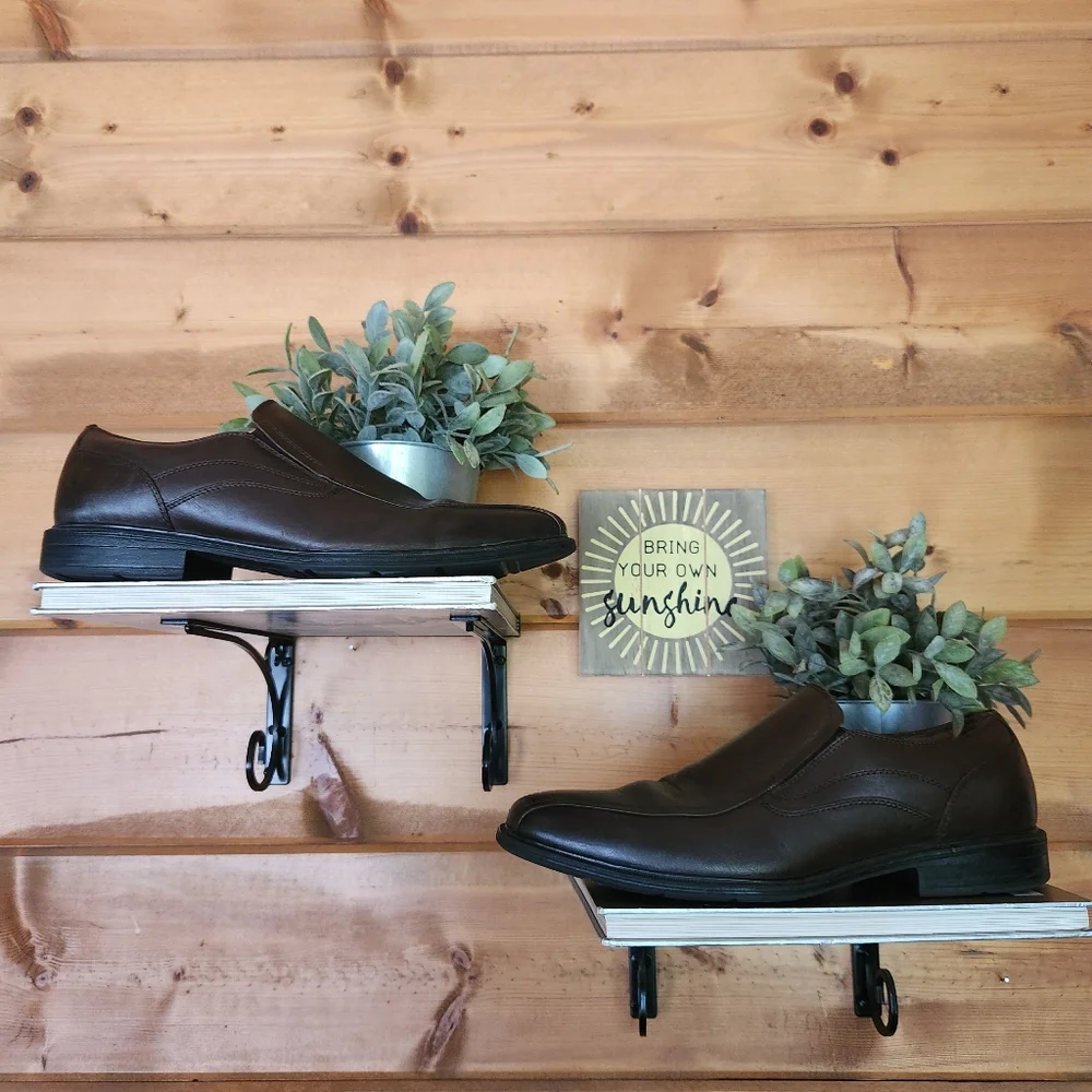 G.H. Bass & Co Glenn Brown Leather Slip On Loafers Casual Square Shoes‎ Sz 10 M